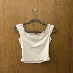 White Lace Trim Top
